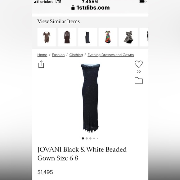 Jovani Black & White Beaded V back Mermaid Dress - Picture 11 of 11